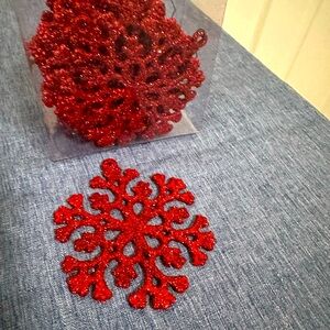 Red and Gold Glitter Snowflake ornaments